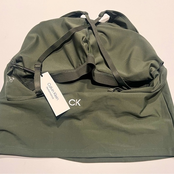 CALVIN KLEIN PERFORMANCE Low-Impact High-Neck Crop Top swimsuit green thyme XXL - Picture 10 of 11